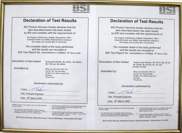 Declaration of Test Resulte3